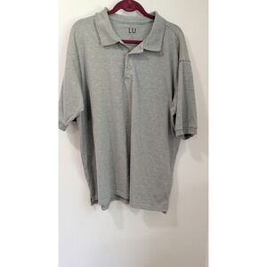Linea Uomo Mens XXL Grey Micro Print Polo Shirt Short Sleeve Vintage
